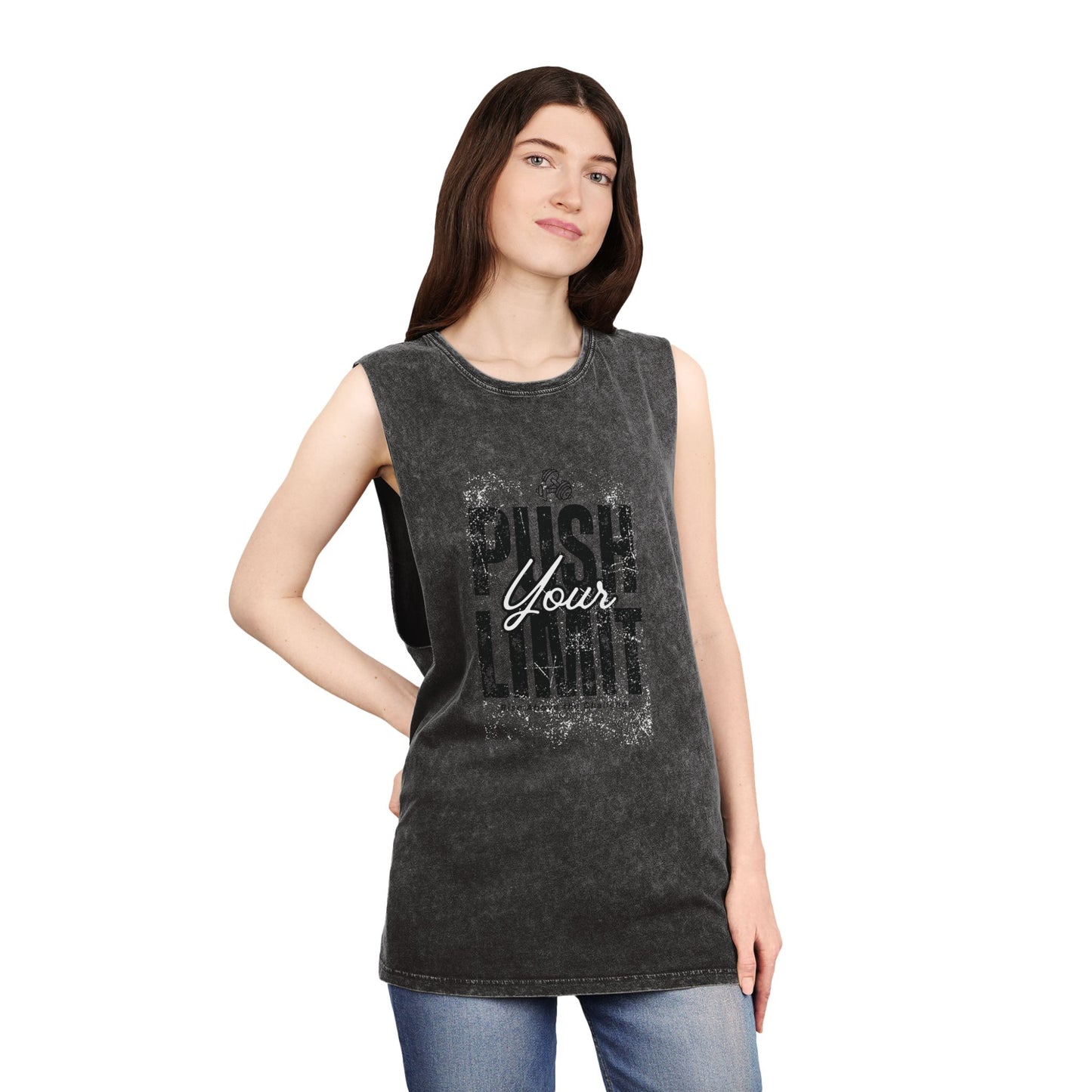 Stonewash Tank Top - Push Your Limit Inspirational Fitness Shirt