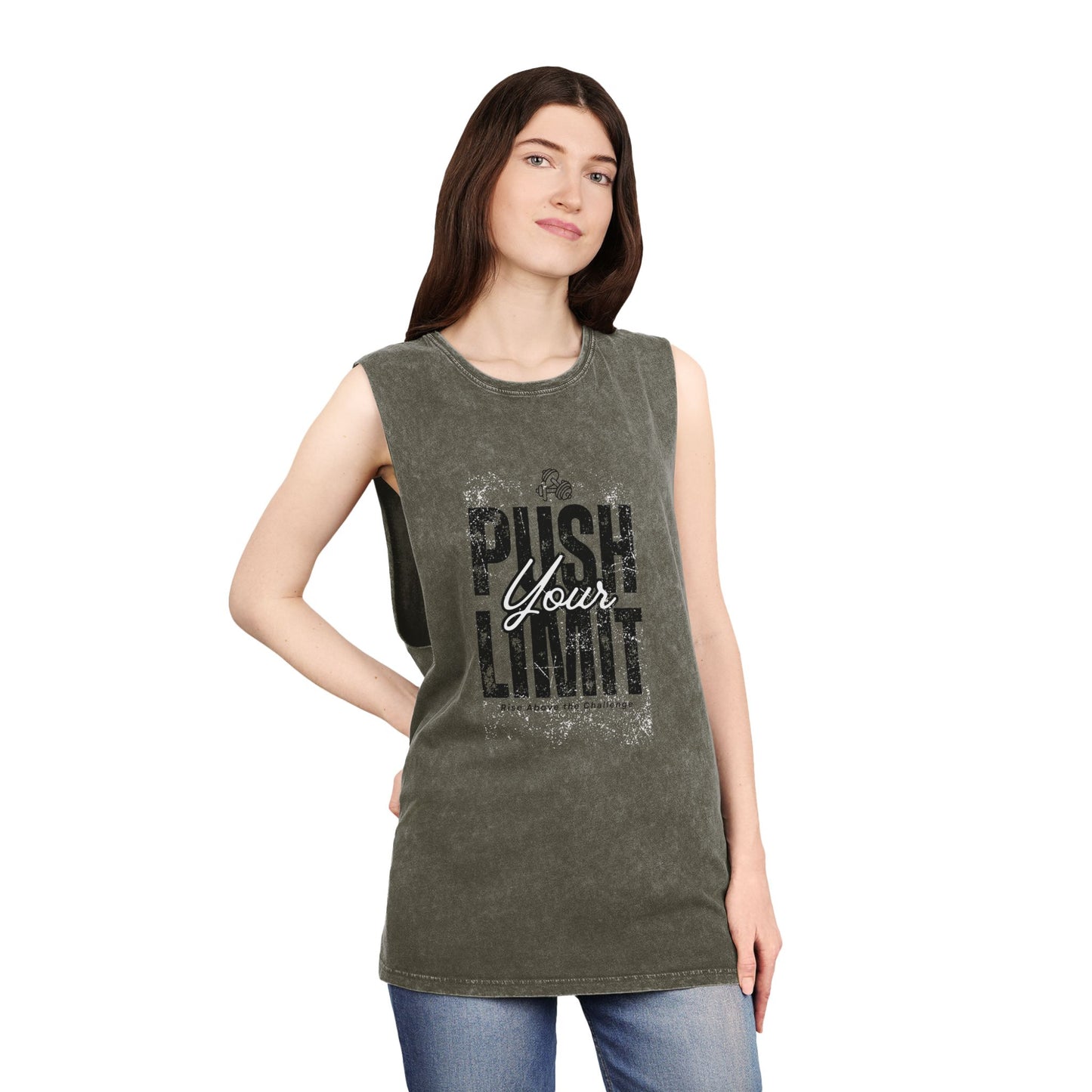 Stonewash Tank Top - Push Your Limit Inspirational Fitness Shirt