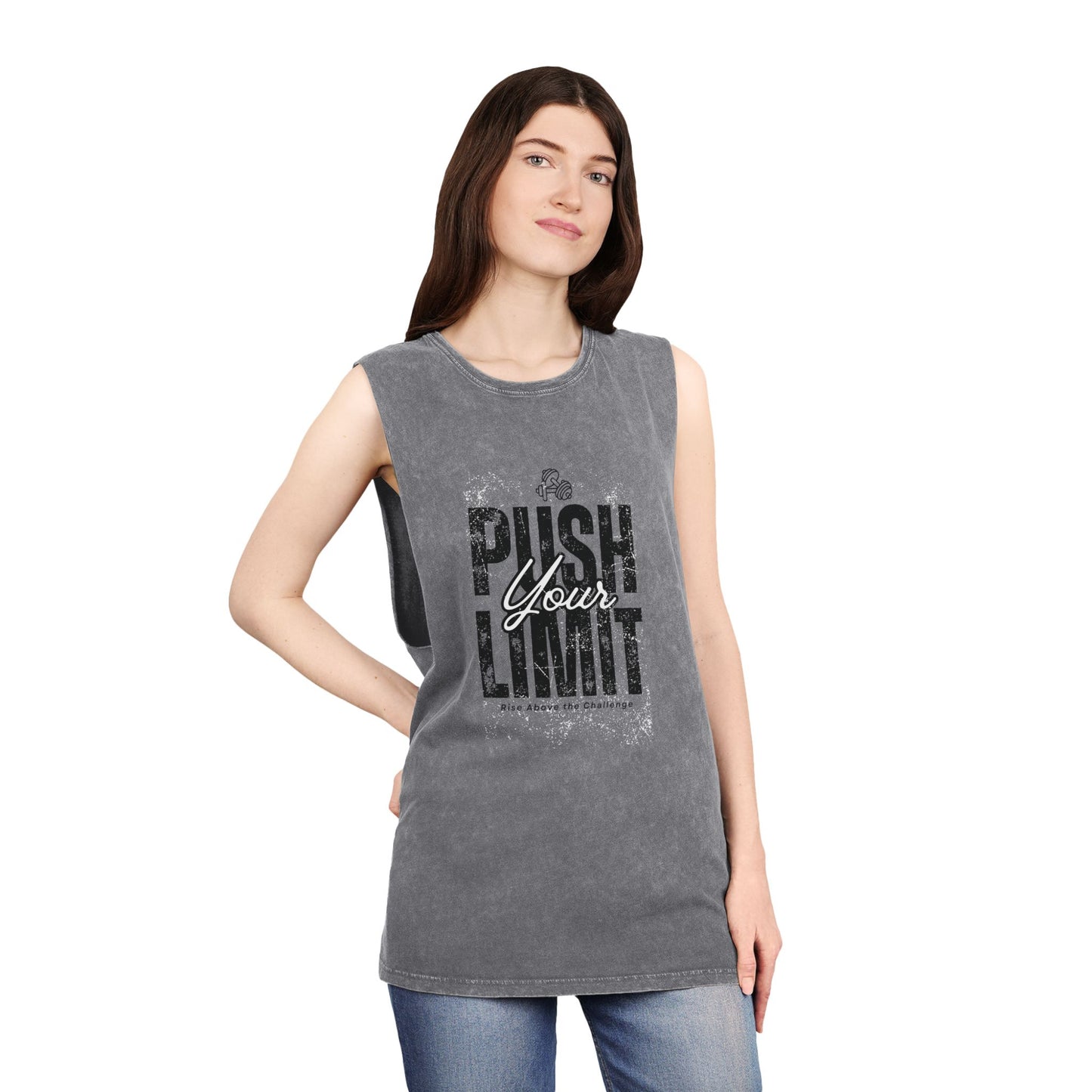 Stonewash Tank Top - Push Your Limit Inspirational Fitness Shirt