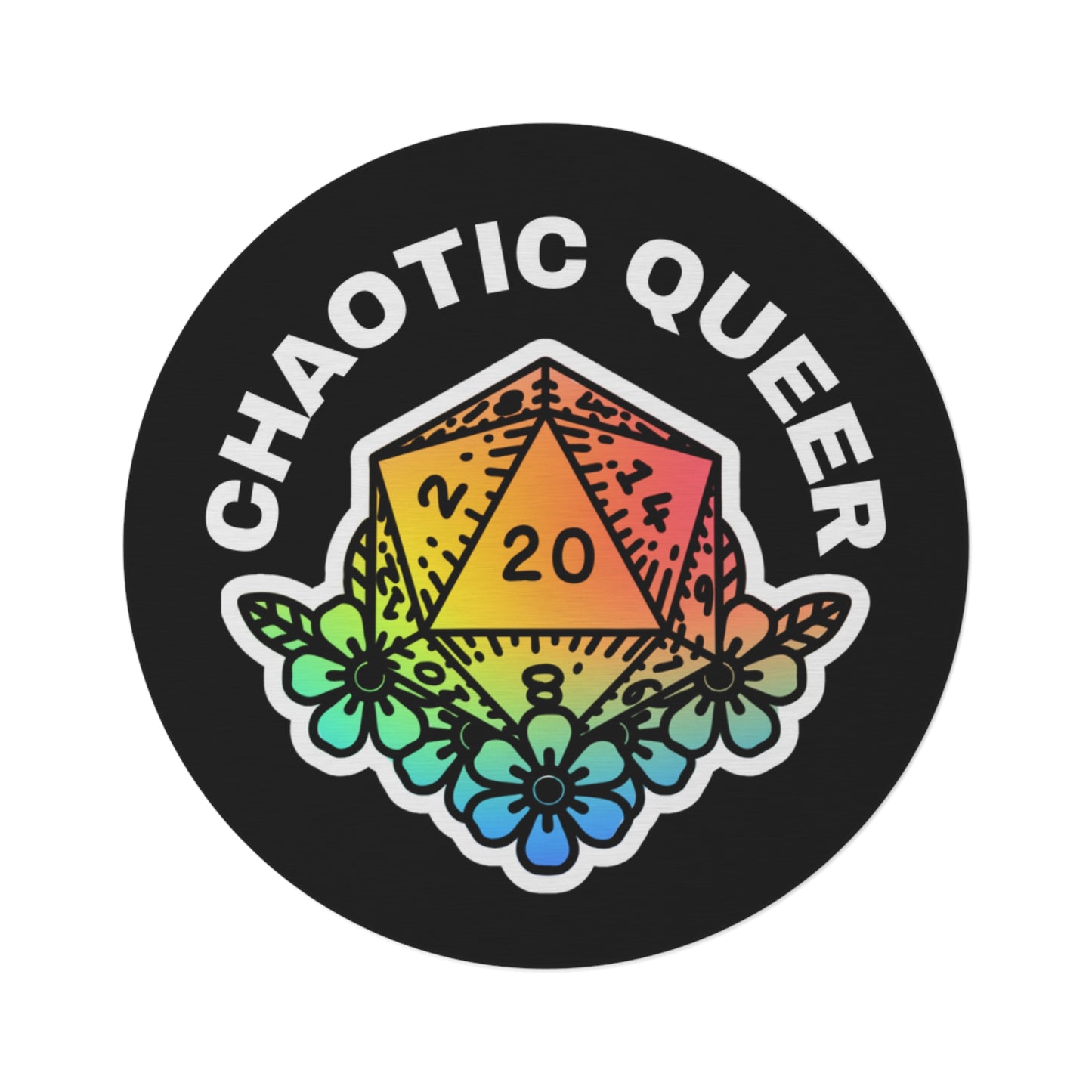 Round Rug - Chaotic Queer DND Pride