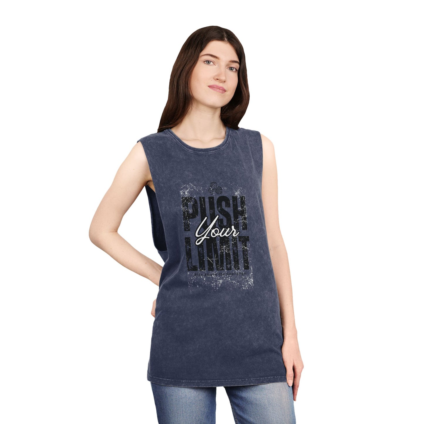 Stonewash Tank Top - Push Your Limit Inspirational Fitness Shirt