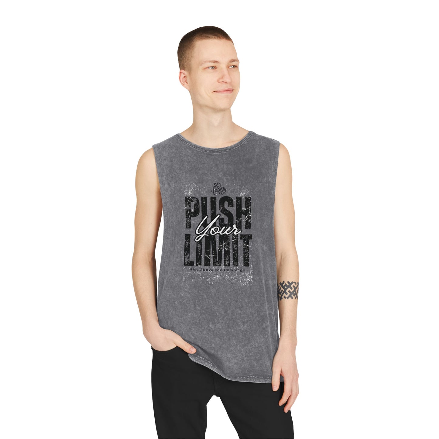 Stonewash Tank Top - Push Your Limit Inspirational Fitness Shirt