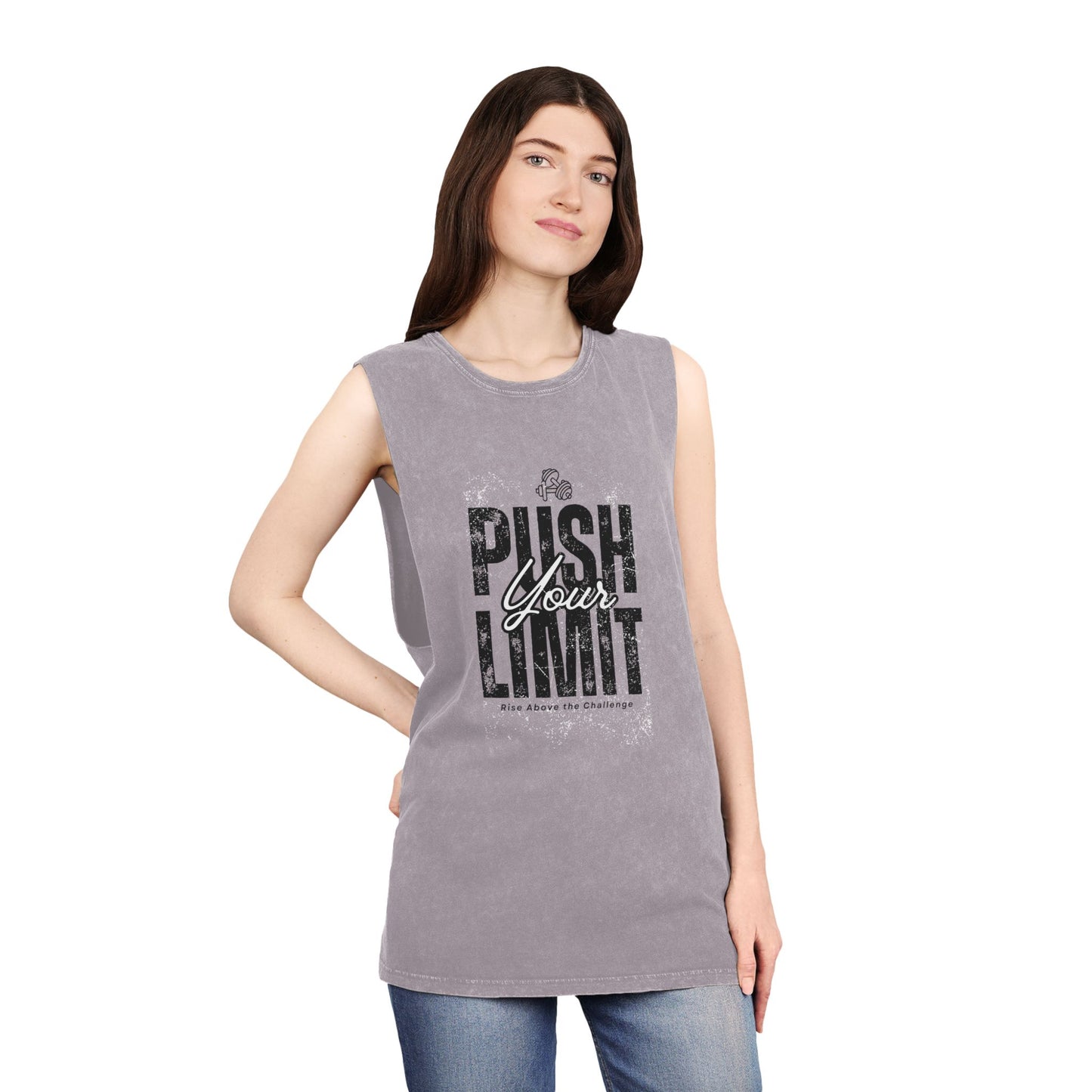 Stonewash Tank Top - Push Your Limit Inspirational Fitness Shirt