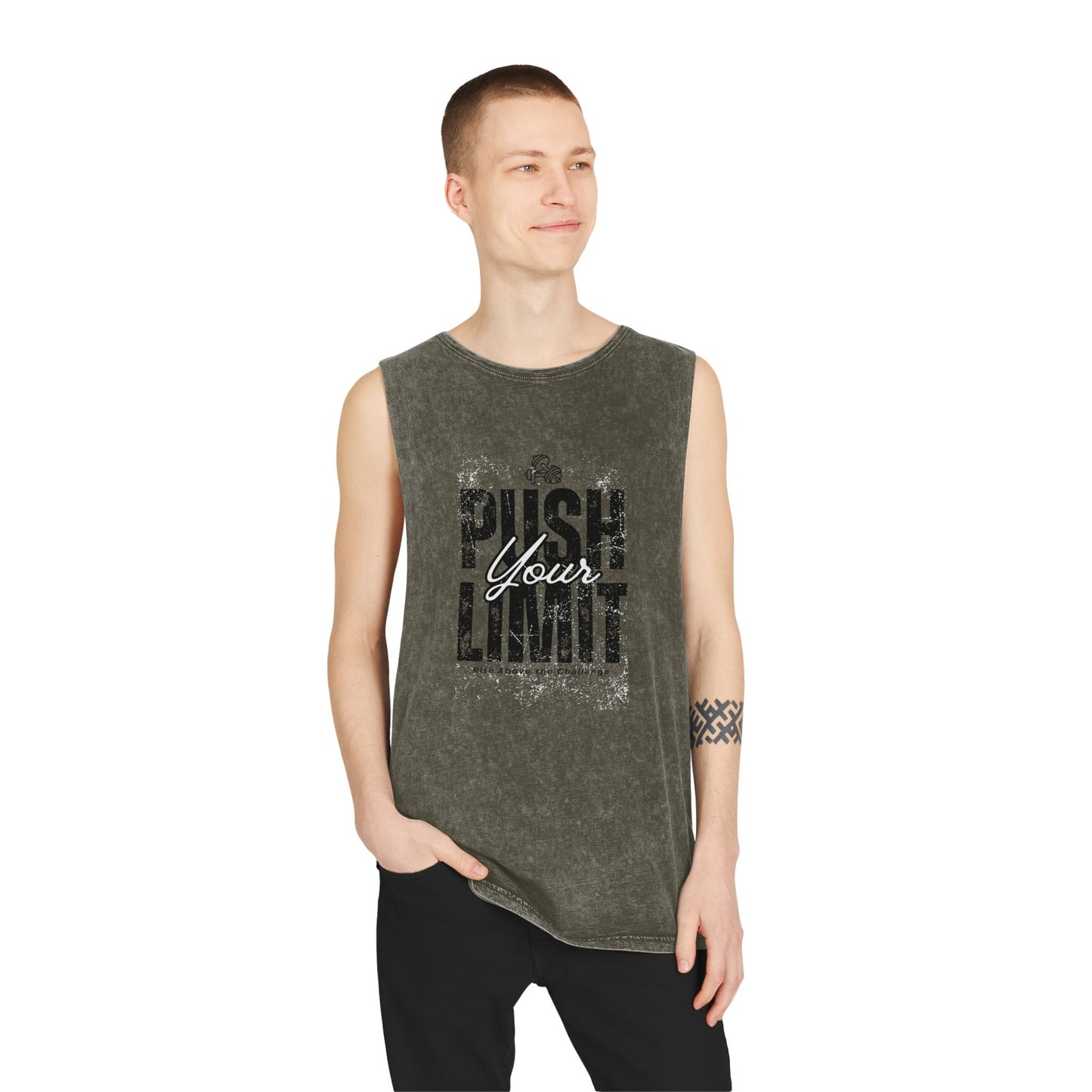 Stonewash Tank Top - Push Your Limit Inspirational Fitness Shirt