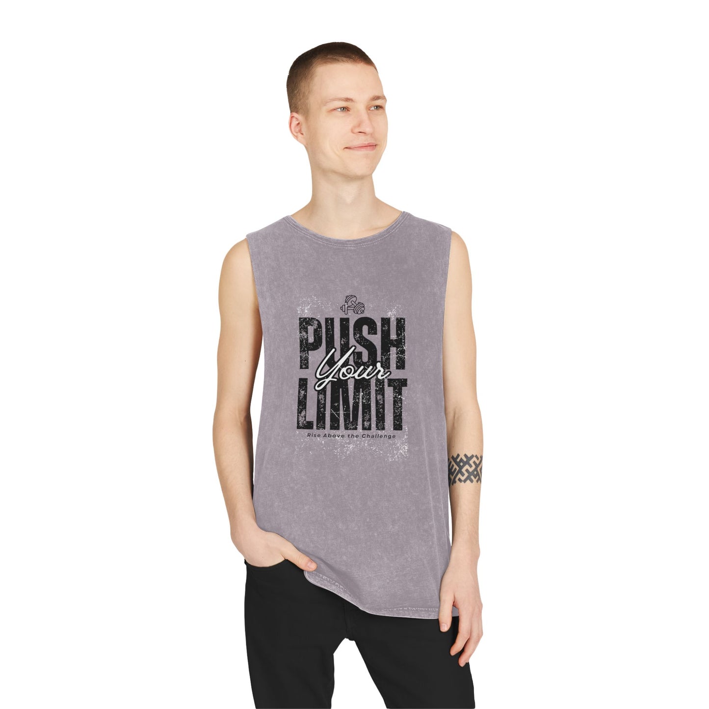 Stonewash Tank Top - Push Your Limit Inspirational Fitness Shirt