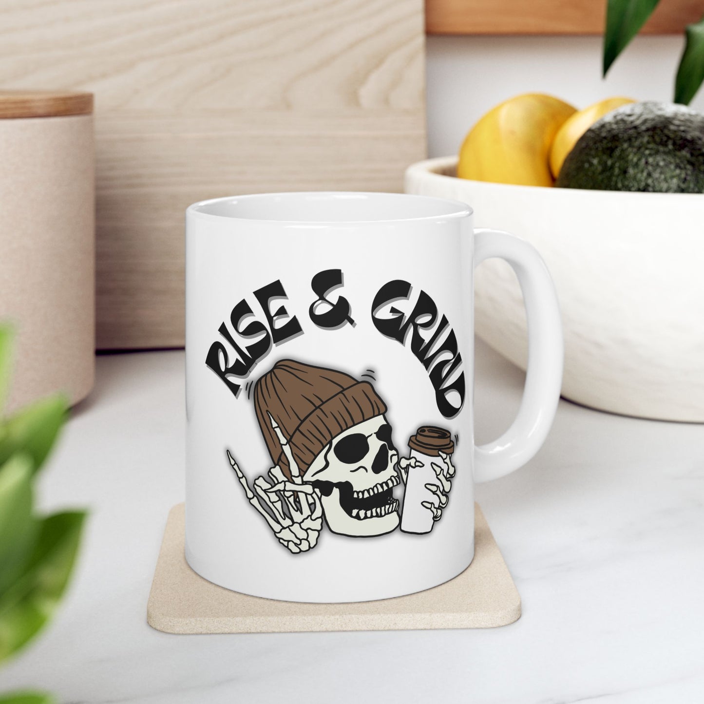 Mug - Rise & Grind Ceramic Mug (11oz, 15oz)