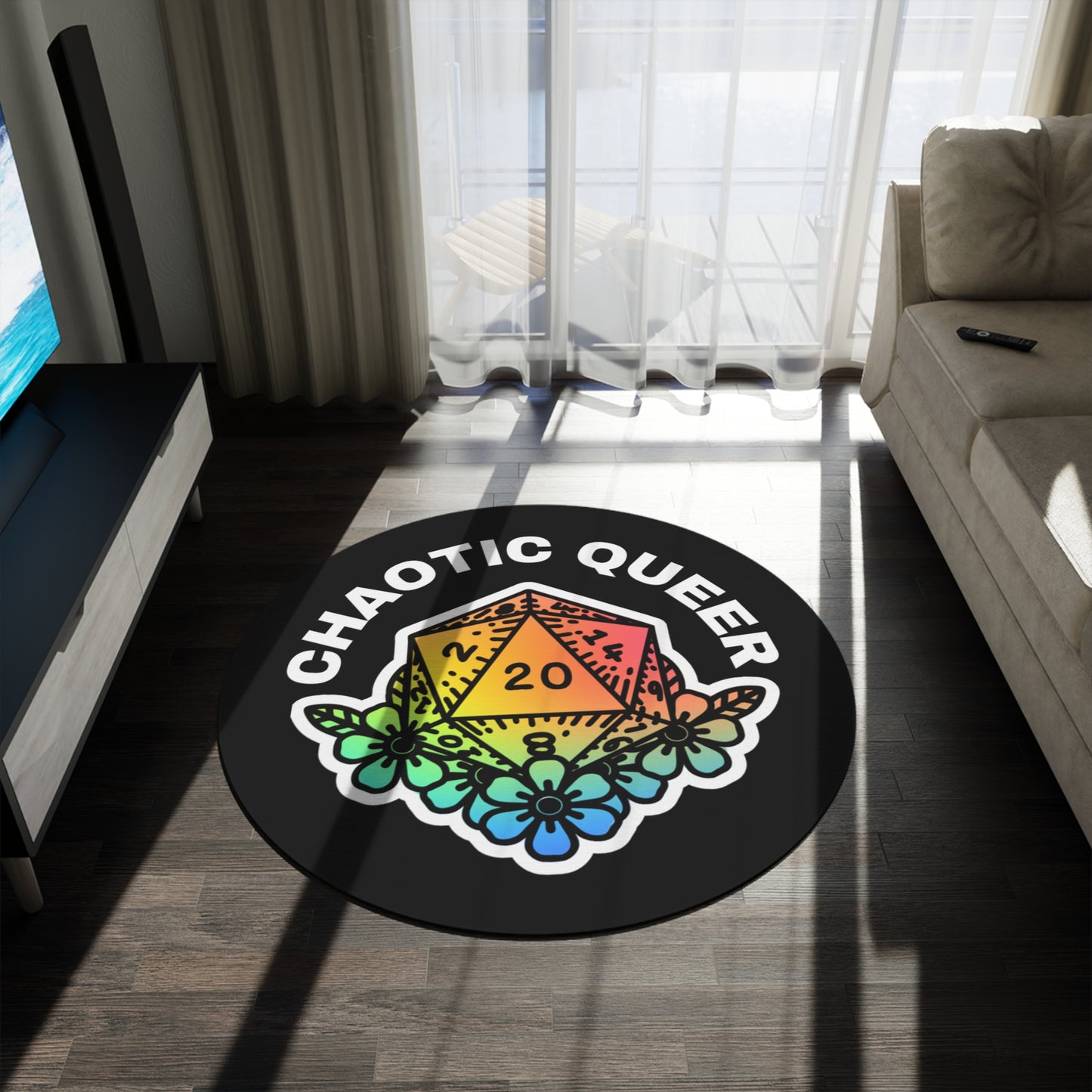 Round Rug - Chaotic Queer DND Pride