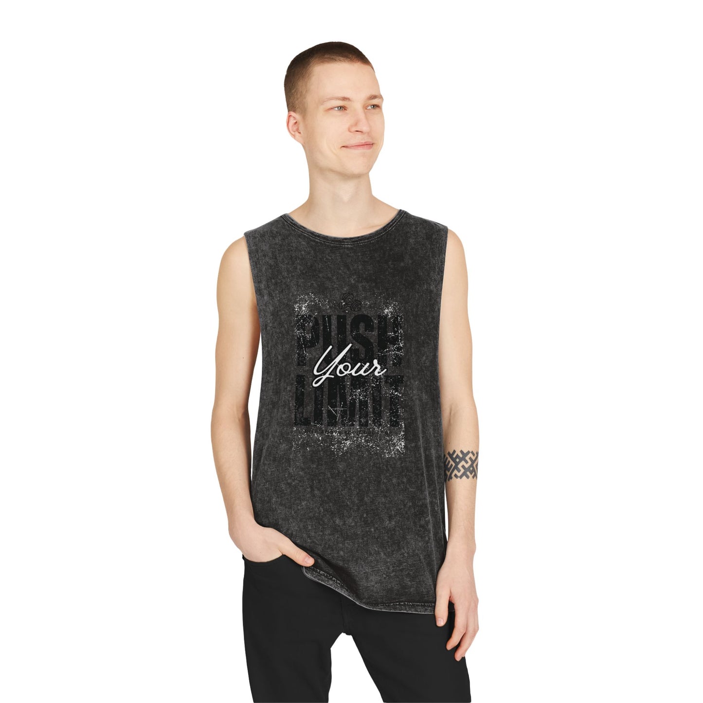 Stonewash Tank Top - Push Your Limit Inspirational Fitness Shirt