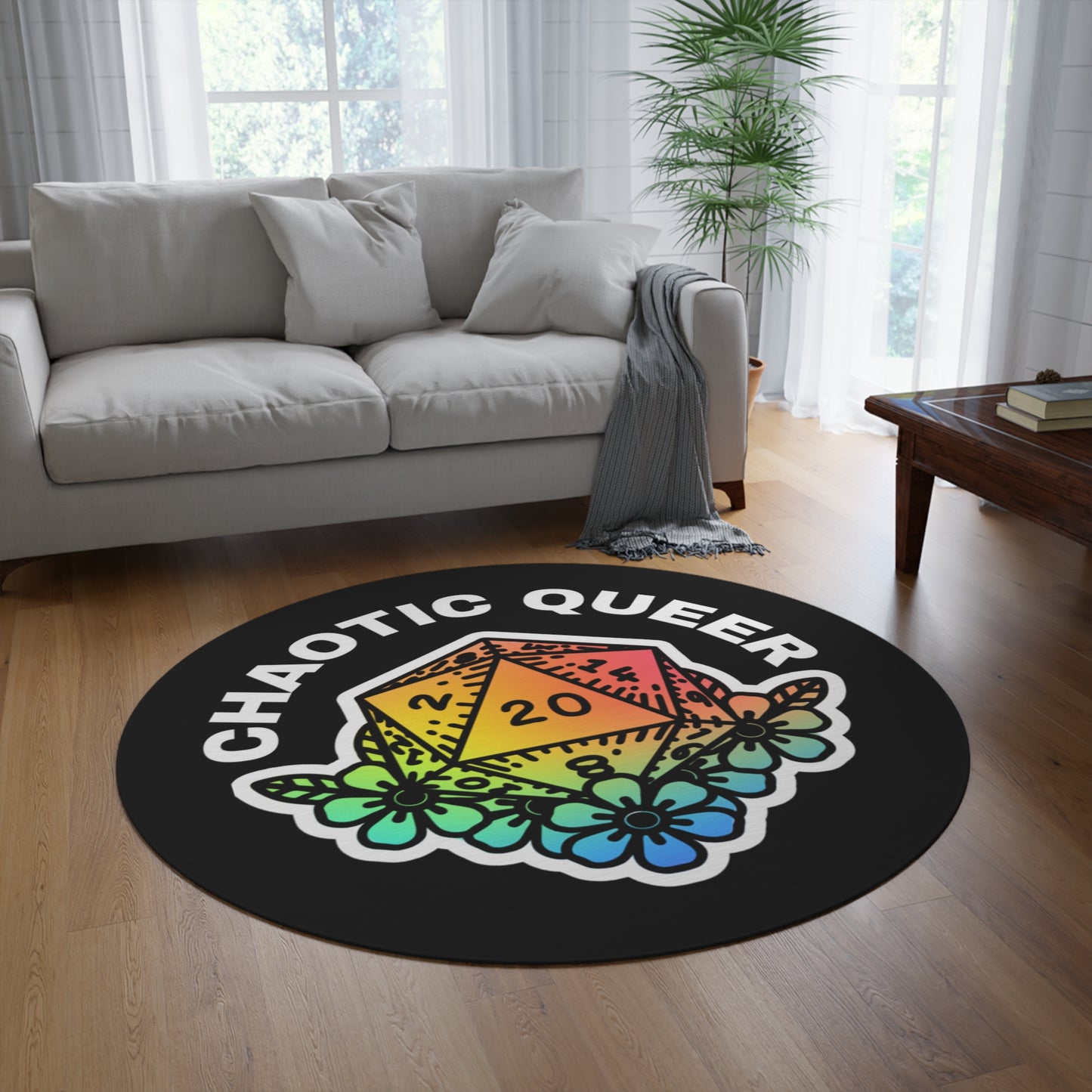 Round Rug - Chaotic Queer DND Pride